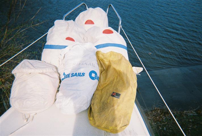 Sails on foredeck